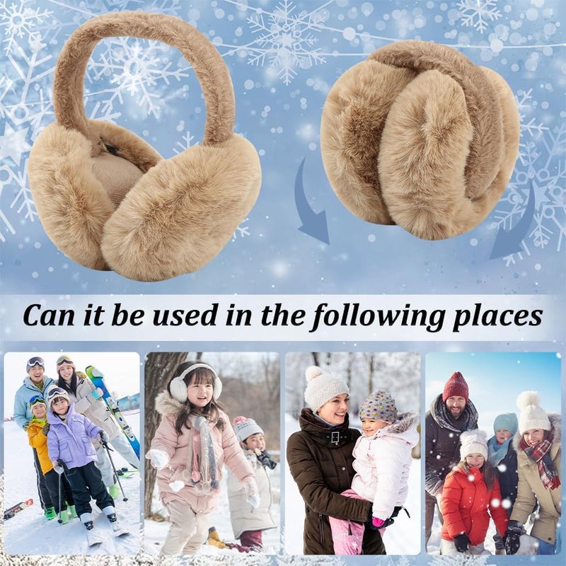 Ranjaner Winter Ear Muffs Women, Faux Fur Winter Girls Fuzzy Earmuffs, Foldable Fluffy Ear Covers, Outdoor Warm Ear Covers - Image 5